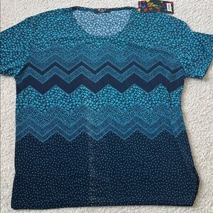 Blue Patterned Short Sleeve Top and bottom